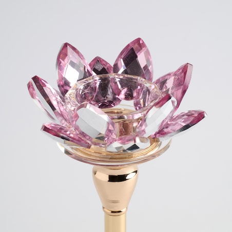 Świecznik Cristal shine long z motywem kwiatowym