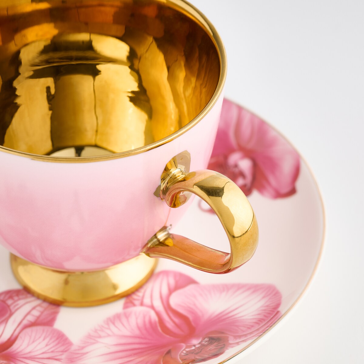 Filiżanka Ze Spodkiem Orchid z motywem kwiatowym