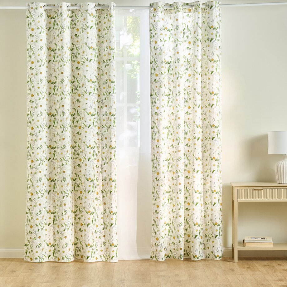 Zasłona z nadrukiem Emeris 140x250 cm z motywem kwiatowym