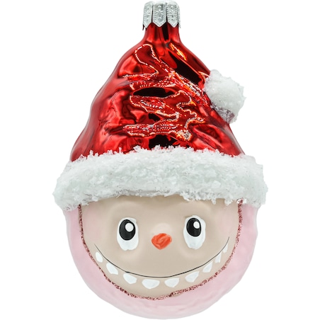 Bombka choinkowa: Labubu w czapce Mikołaja: różowe