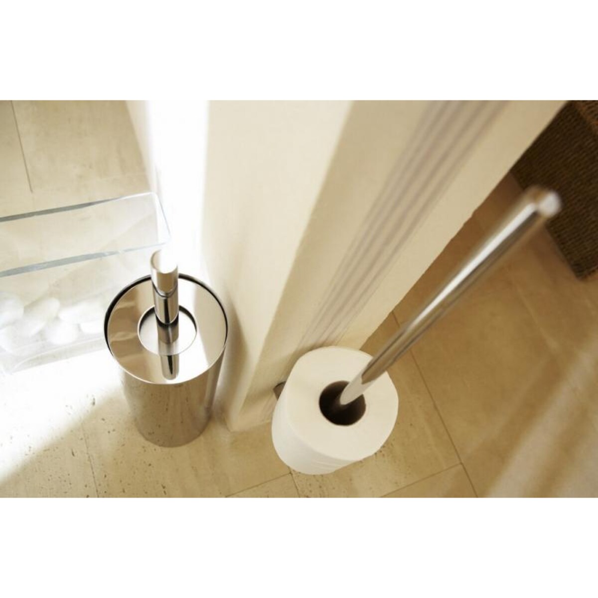 Szczotka do ubikacji DUO - stal matowa, 43x11 cm