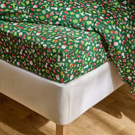 Prześcieradło Z Gumką Festio 160x200 cm z motywem mikołaja