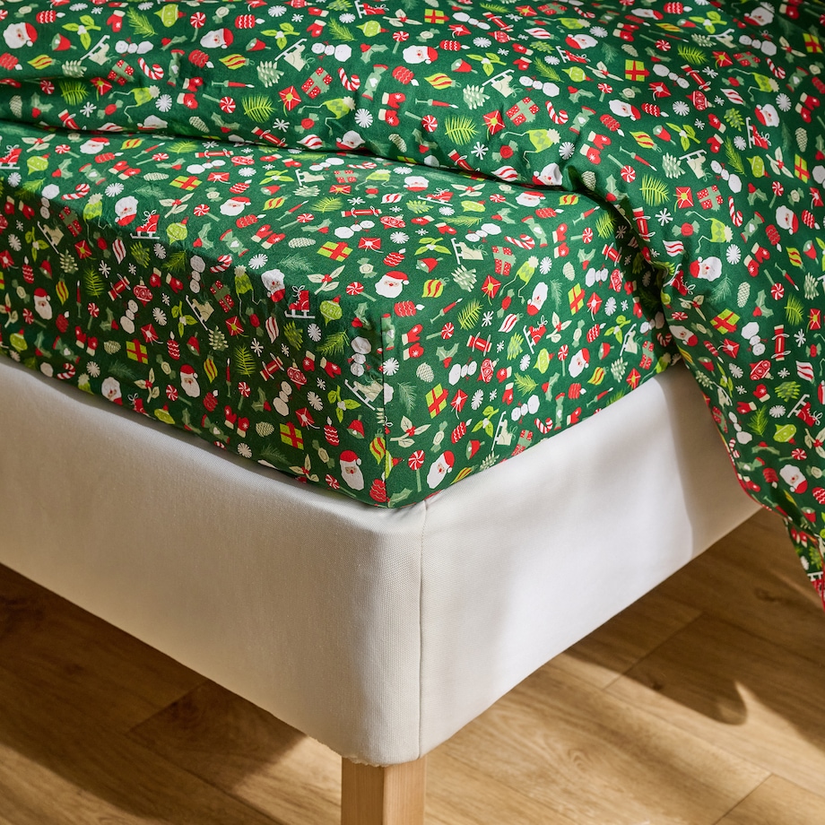 Prześcieradło Z Gumką Festio 160x200 cm z motywem mikołaja