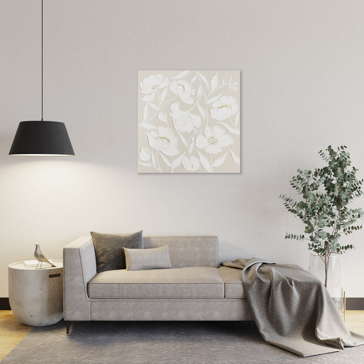 ręcznie zdobiony obraz z motywem kwiatowym statte 100x100