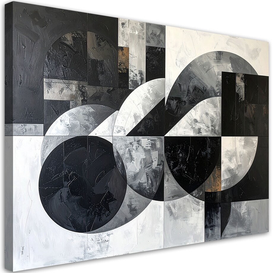 Obraz do salonu sypialni biura loftu, Abstrakcja koła kształty czarno biały