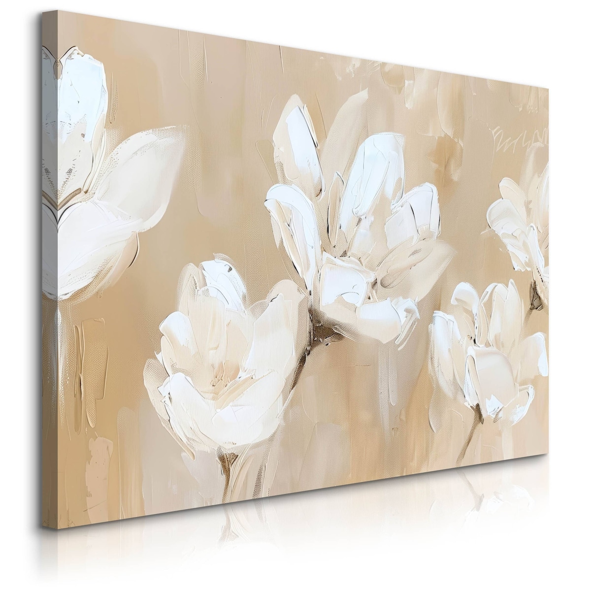 Obraz Na Płótnie Do Sypialni Białe Kwiaty Natura Malarstwo Vintage 70x50cm