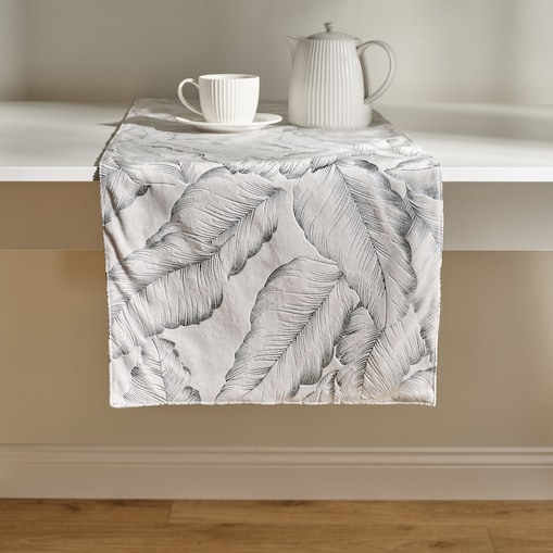 Bieżnik Welwetowy Foglare 40x180 cm z motywem liściastym