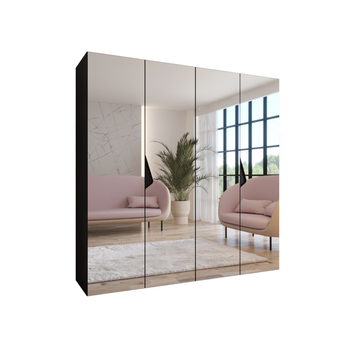 Szafa uchylna z lustrem Sandi 3 200 wys 202 cm Czarny + u Czarny