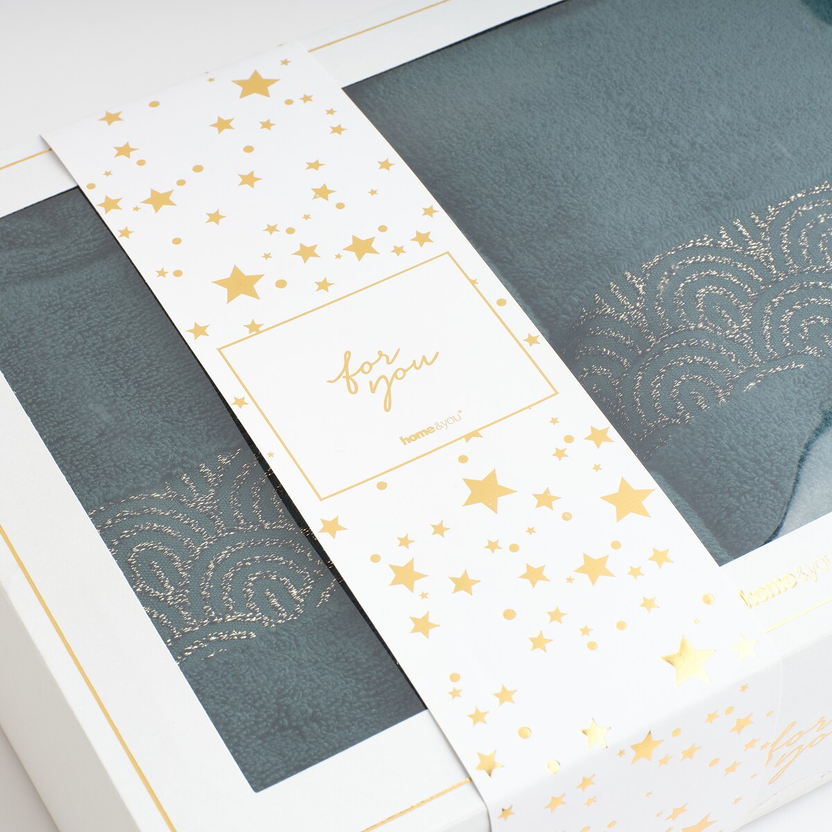 Prezentowy zestaw ręczników dekoracyjnych Rapello 2* 70x130 cm z motywem geometrycznym