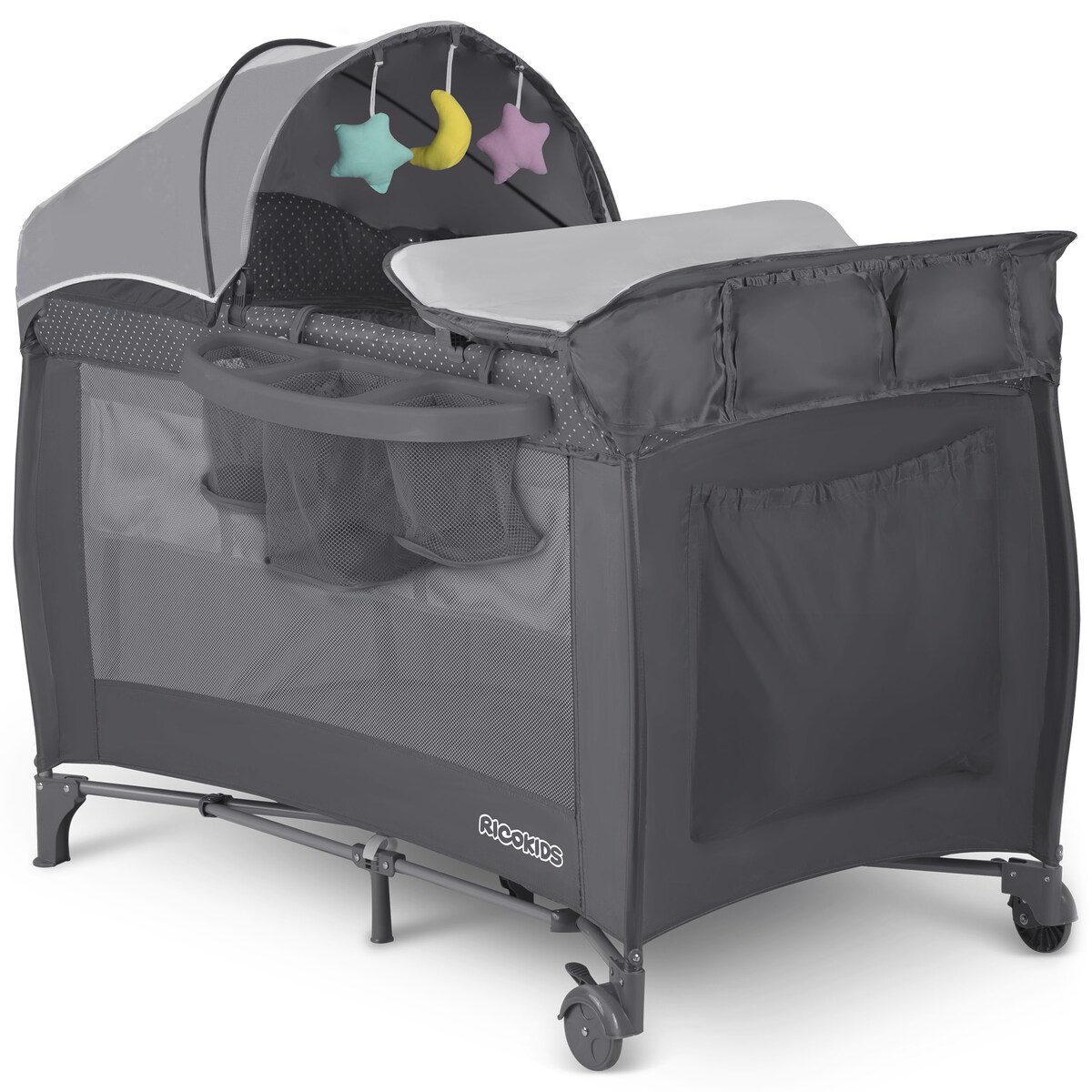 Łóżeczko turystyczne dla dziecka składane podróżne kojec Ricokids + materac + torba