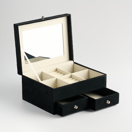 Welurowa szkatułka na biżuterią z szufladkami vazante