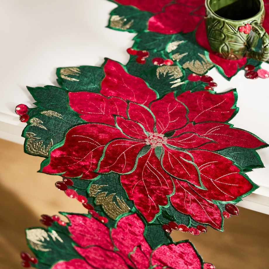 Bieżnik Haftowany Poinsetto 35x180 cm