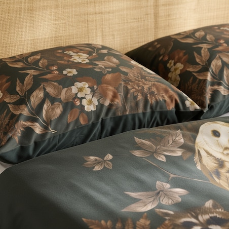 Pościel z bawełny satynowej Vilderis 200x220 cm z motywem zwierząt leśnych