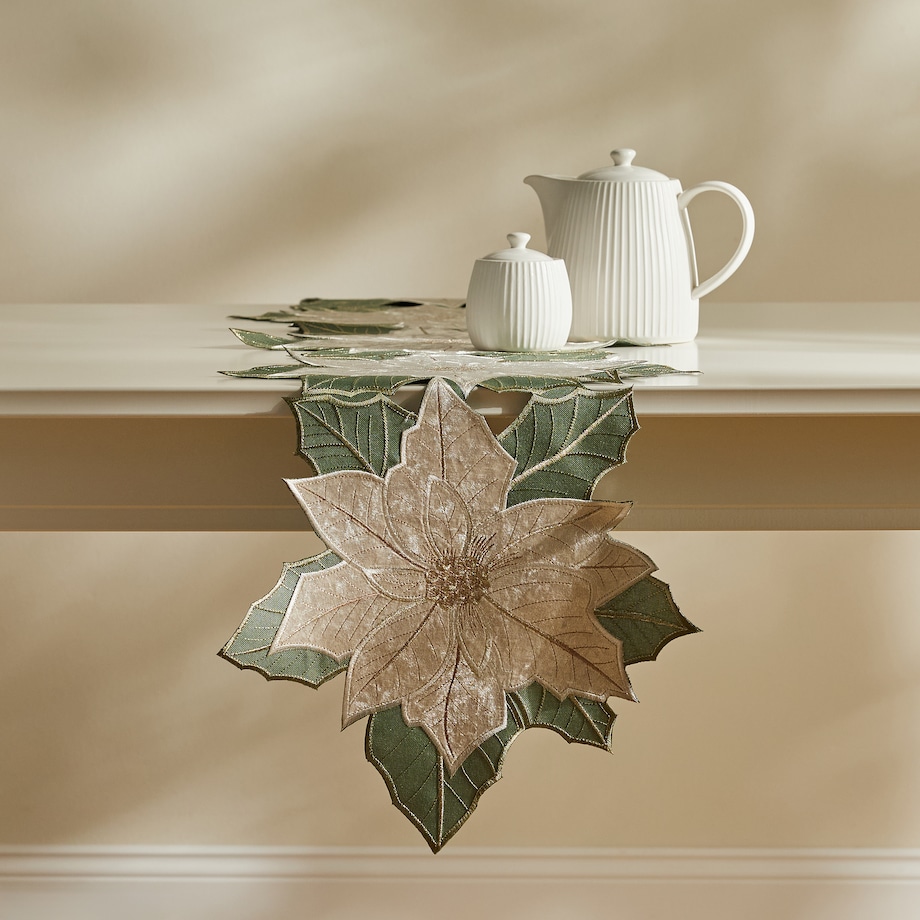 Bieżnik Haftowany Poinsettia xmas 35x171 cm z motywem gwiazdy betlejemskiej
