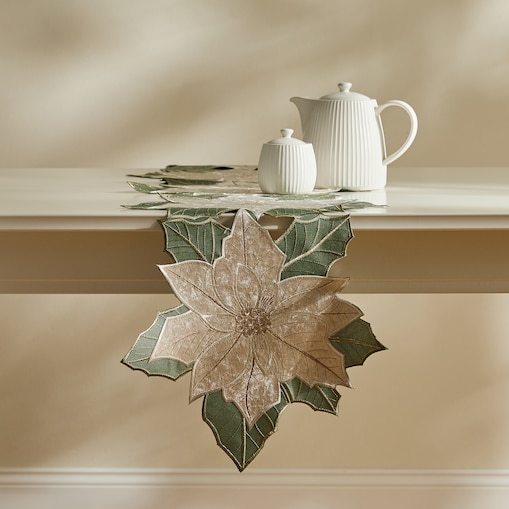 Bieżnik Haftowany Poinsettia xmas 35x171 cm z motywem gwiazdy betlejemskiej