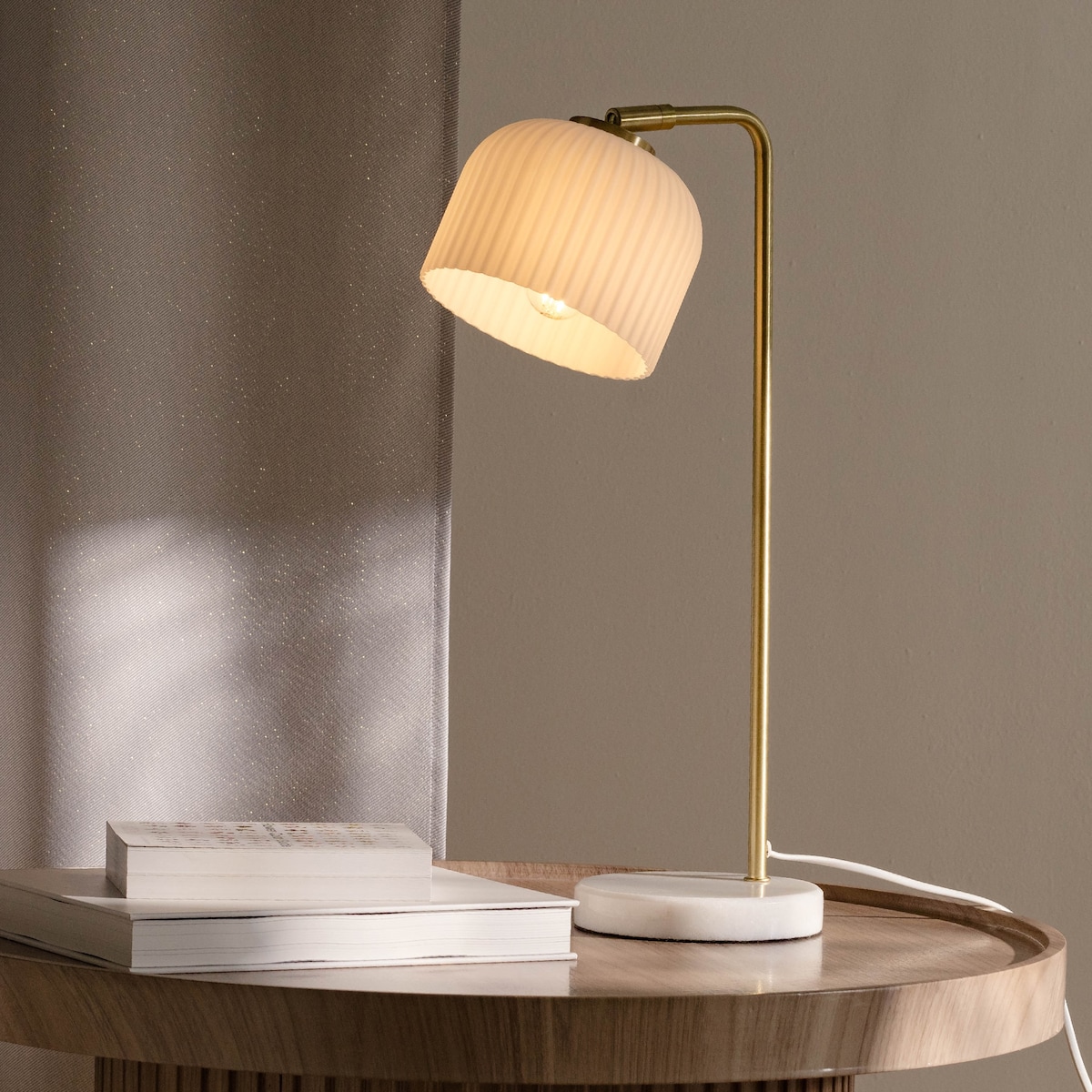 Lampa stołowa z marmurową podstawą Ivory 15x24 cm
