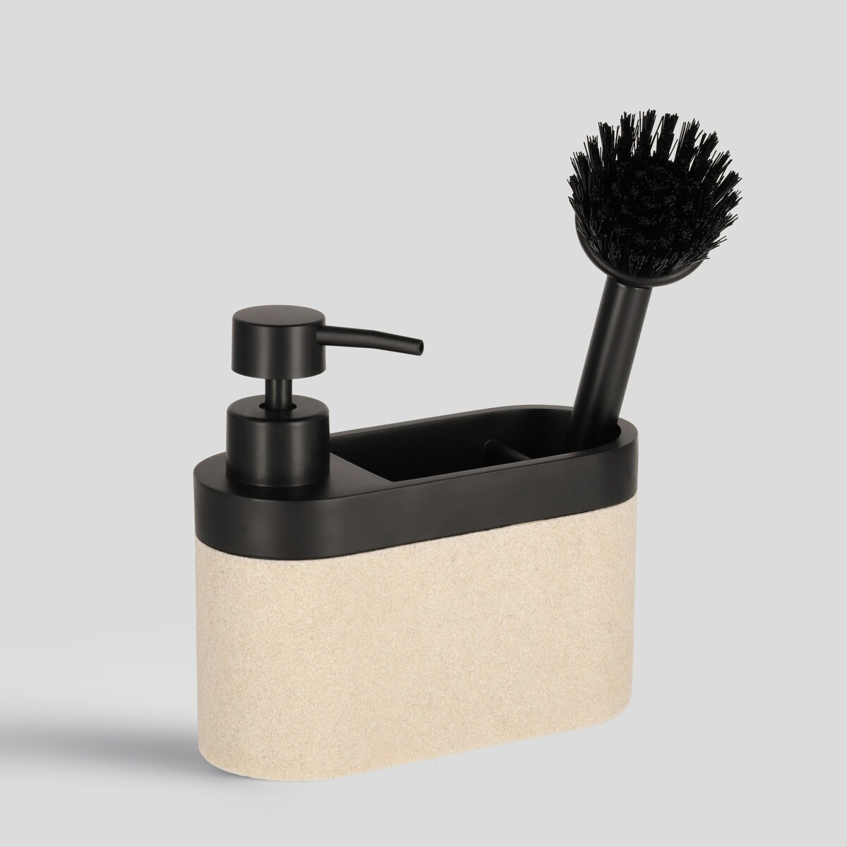 Kitchen Dispenser With Brush And Space For Sponge