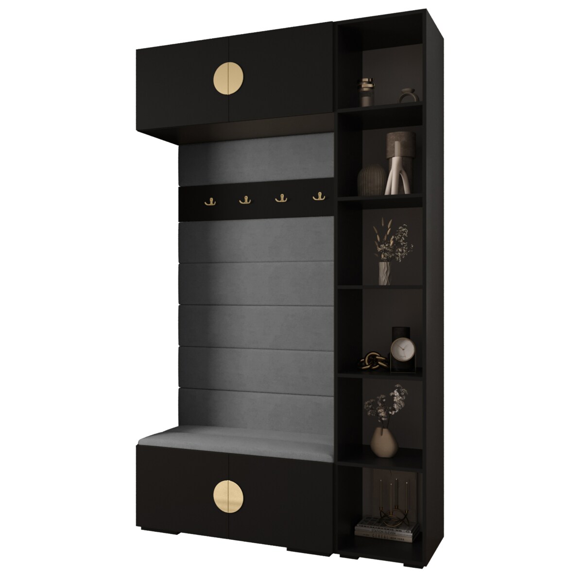 Garderoba do przedpokoju INOVA 4 Z20 czarny+złoty+manila16