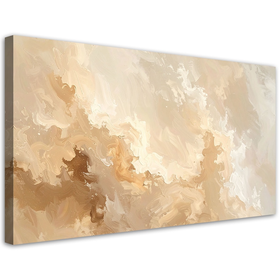 Obraz do salonu sypialni biura spa, Pastelowa Abstrakcja imitacja farby w kolorach beżu 100x50 cm