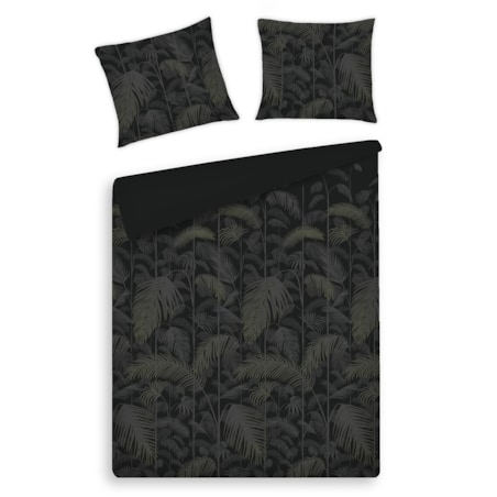 Pościel z bawełny satynowej Palmnight 160x200 cm z motywem roślinnym