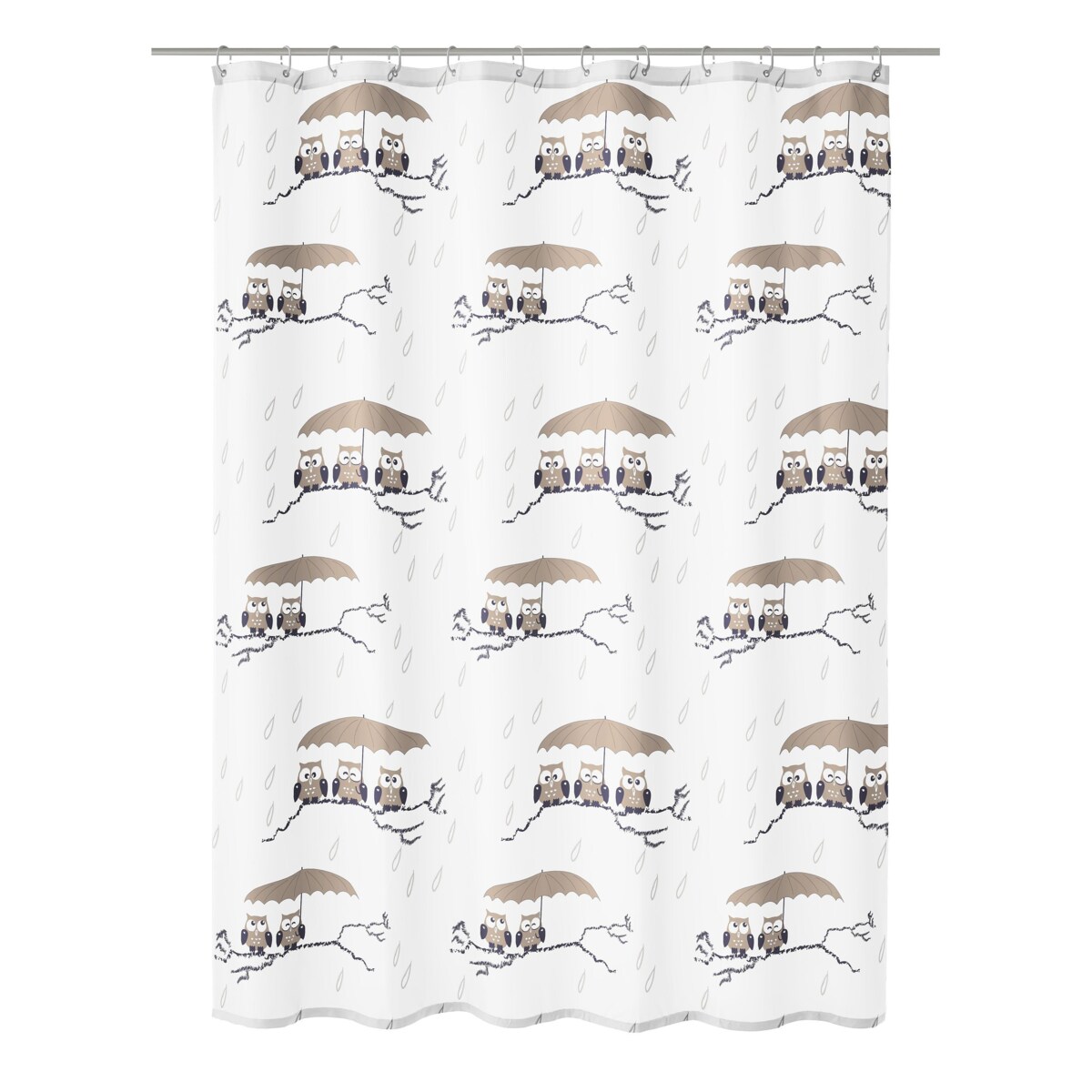 Kleine Wolke Eulen Tekstylna Zasłona prysznicowa Taupe 180x200 cm sowy