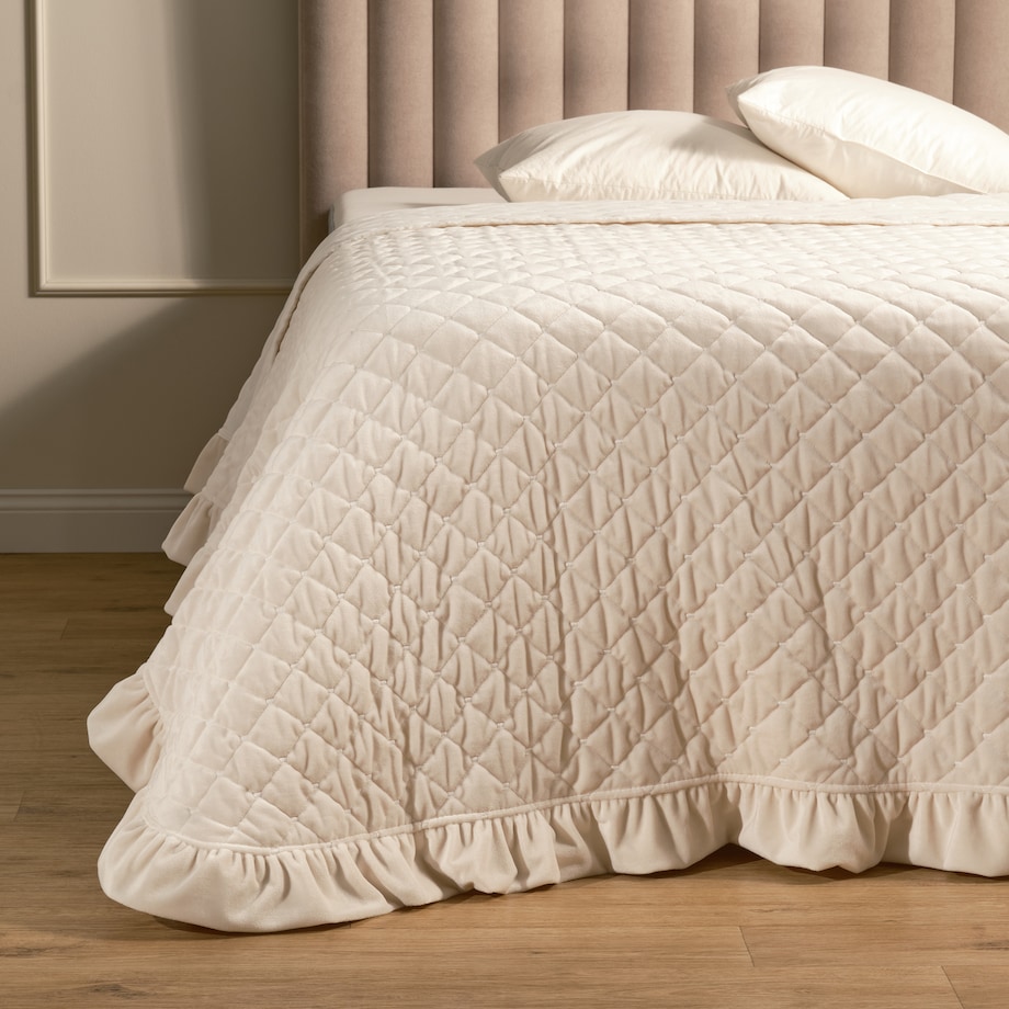 Jednokolorowa narzuta na łóżko z przeszywanym wzorem Greatte 200x220 cm