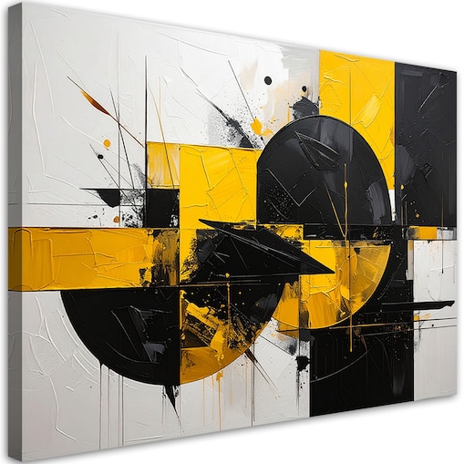 Obraz do salonu sypialni, Abstrakcja tekstura figury geometryczne żółty