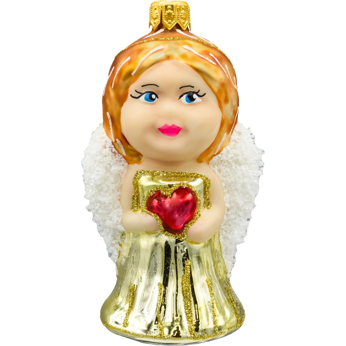 Bombka choinkowa: Anioł z sercem: złoty