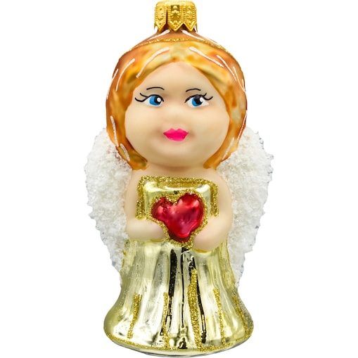 Bombka choinkowa: Anioł z sercem: złoty