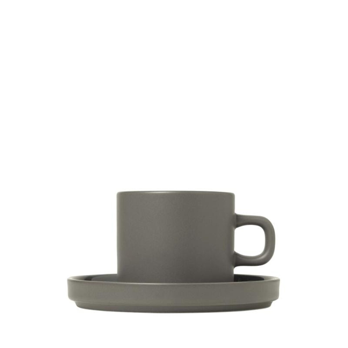 Zestaw 2 Kubków Do Kawy Z Podstawkami PILAR, Pewter - ceramika, 200 ml