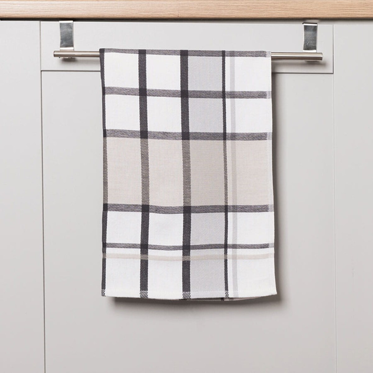 Ścierka bawełniana kuchenna 50x70 Krati kolor szaro beżowy