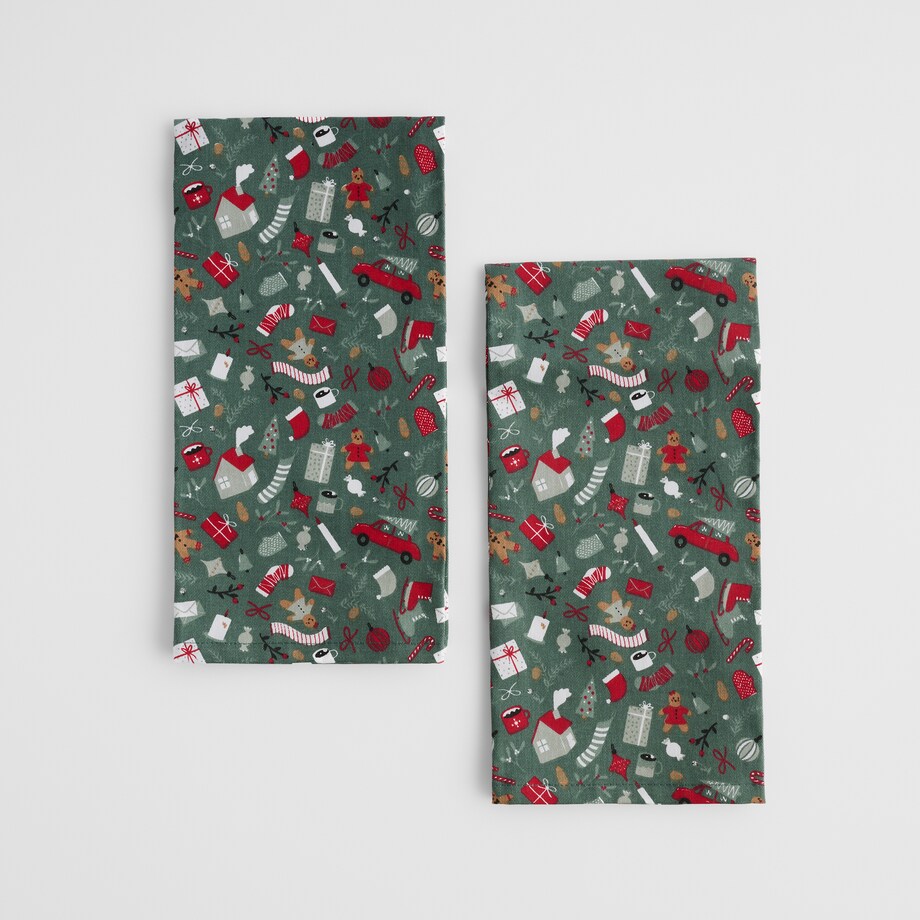 Komplet Ścierek Darillo 45x65 cm z motywem mikołaja