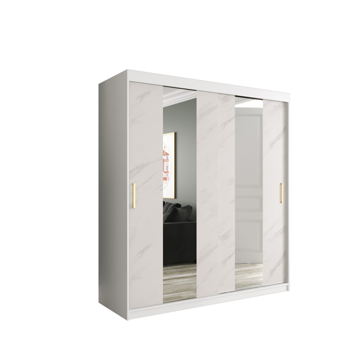 Szafa przesuwna Garderoba MARMUR POLE 180 gł. 62 biały