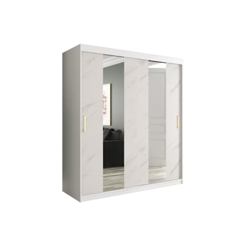 Szafa przesuwna Garderoba MARMUR POLE 180 gł. 62 biały