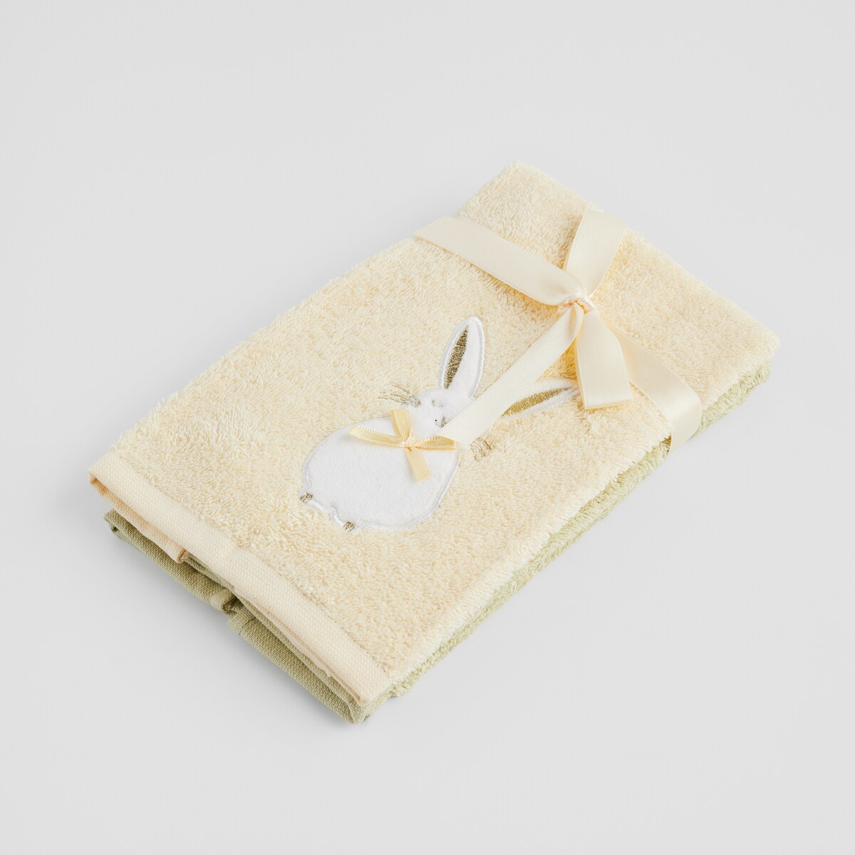 Komplet ręczników dekoracyjnych do twarzy lub rąk 2szt Daffelis 30x50 cm z motywem kwiatowym i królika