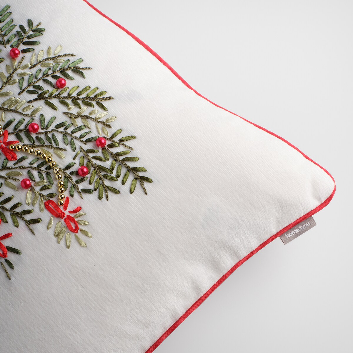 Poszewka Haftowana Arvored 45x45 cm z motywem choinki