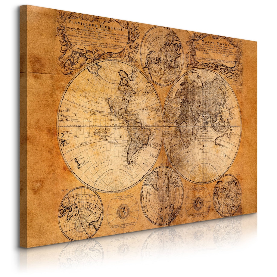 Obraz na Płótnie Stara Mapa Świata VINTAGE 120x80cm