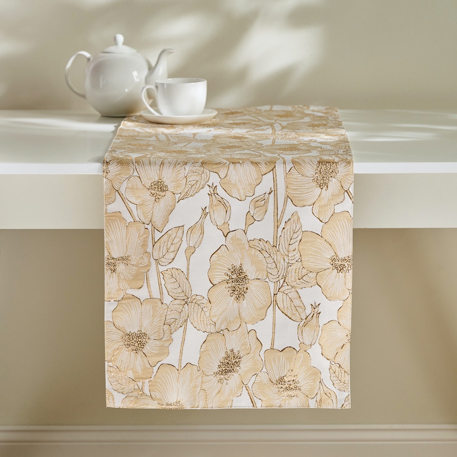 Bieżnik Żakardowy Makowka 40x180 cm z motywem kwiatowym