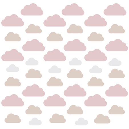 Naklejki Dla Dzieci Różowe Chmurki Beżowe Chmury Dla Dziewczynki Zestaw 120x60cm