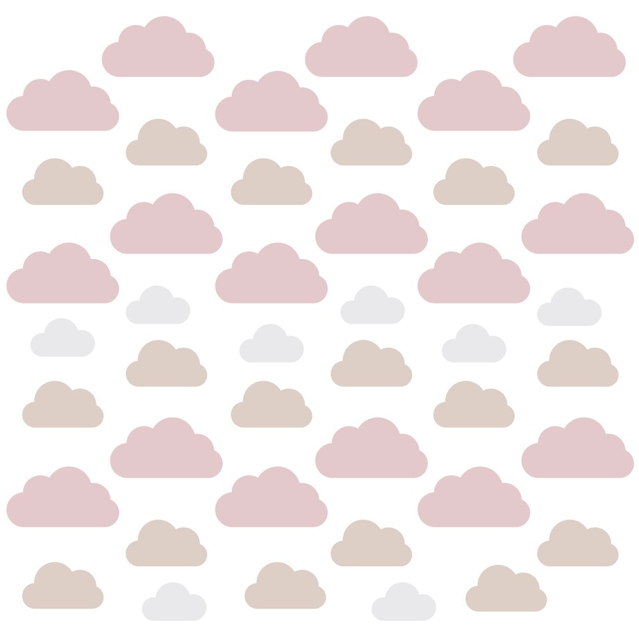 Naklejki Dla Dzieci Różowe Chmurki Beżowe Chmury Dla Dziewczynki Zestaw 120x60cm