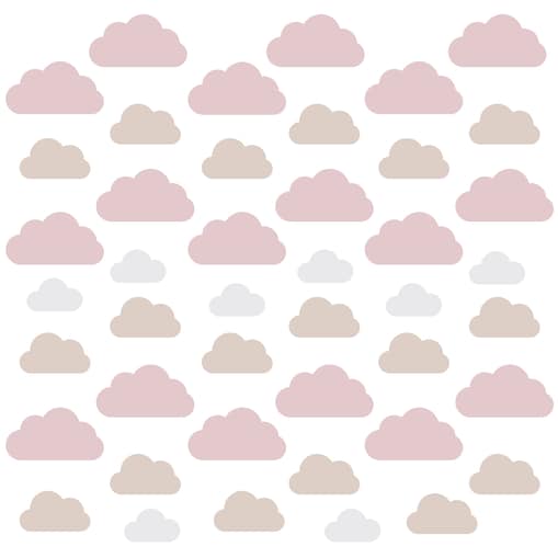 Naklejki Dla Dzieci Różowe Chmurki Beżowe Chmury Dla Dziewczynki Zestaw 120x60cm