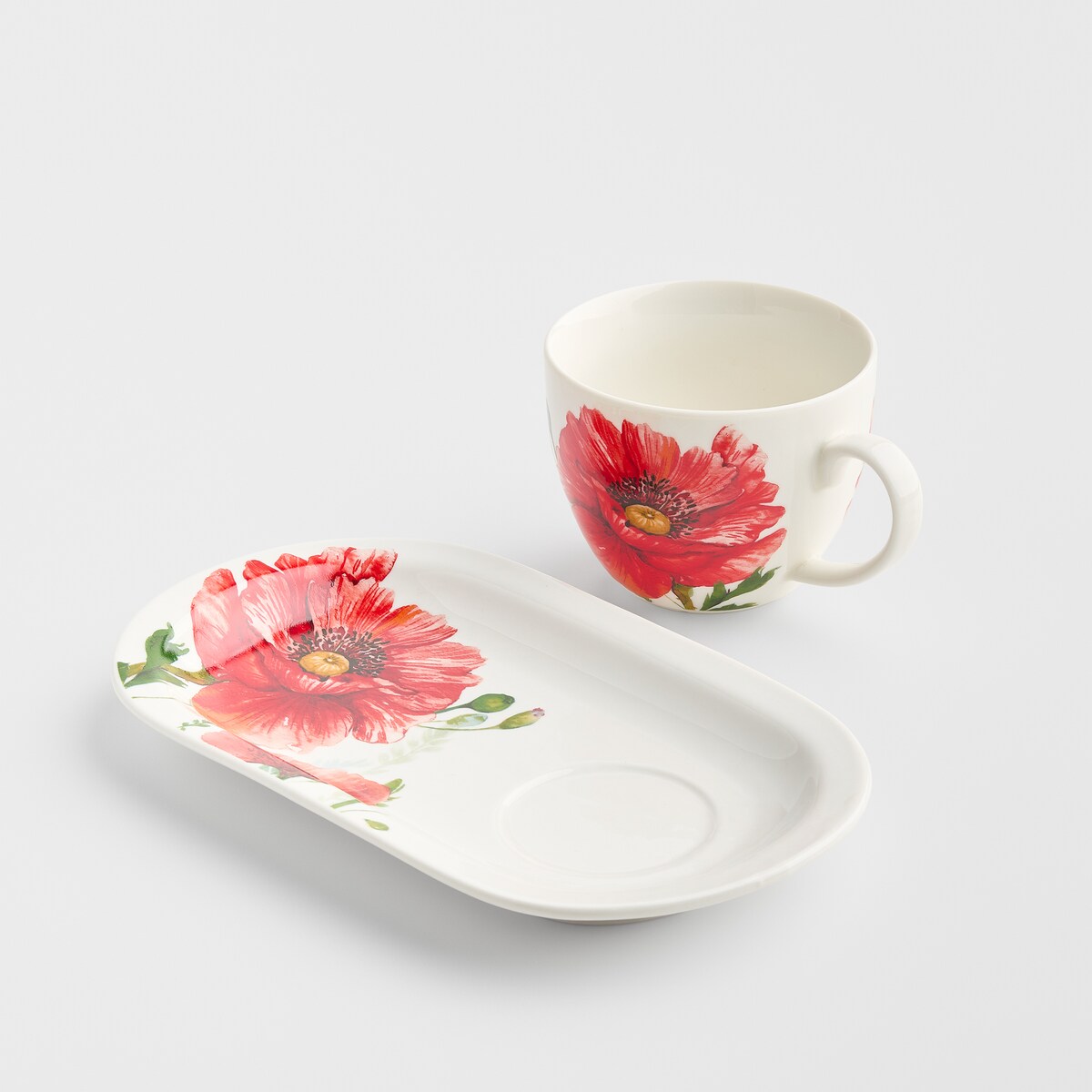 Filiżanka Ze Spodkiem Popplin z motywem kwiatowym