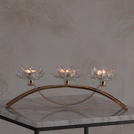 Potrójny kwiatowy świecznik ze szkła kryształowego flotri