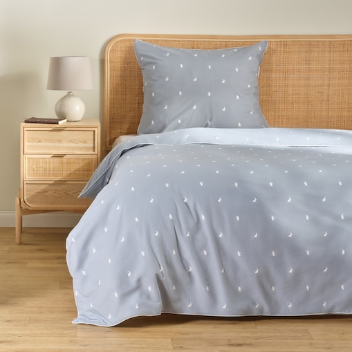 Pościel bawełniana z lamówką Leveriso 140x200 cm z motywem królika