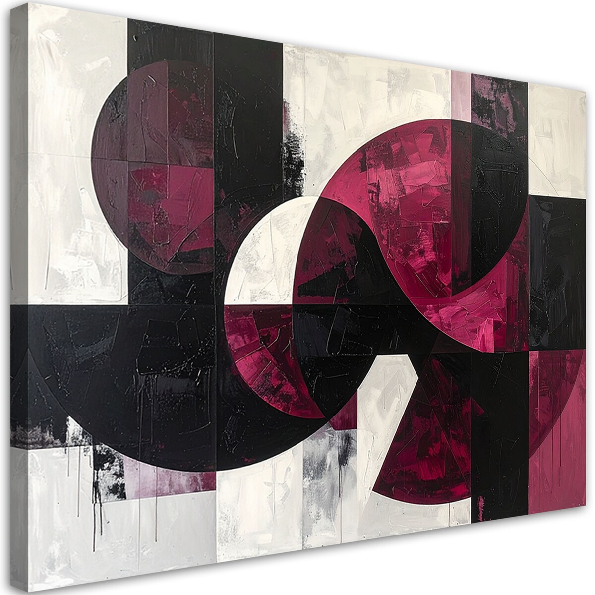 Obraz do salonu biura kuchni, Abstrakcyjne koła kształty kolor burgundowy