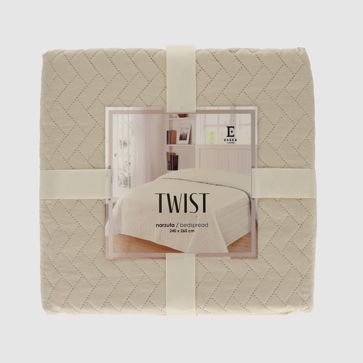 Jednokolorowa narzuta na łóżko z wytłoczonym wzorem Twist 240x260 cm