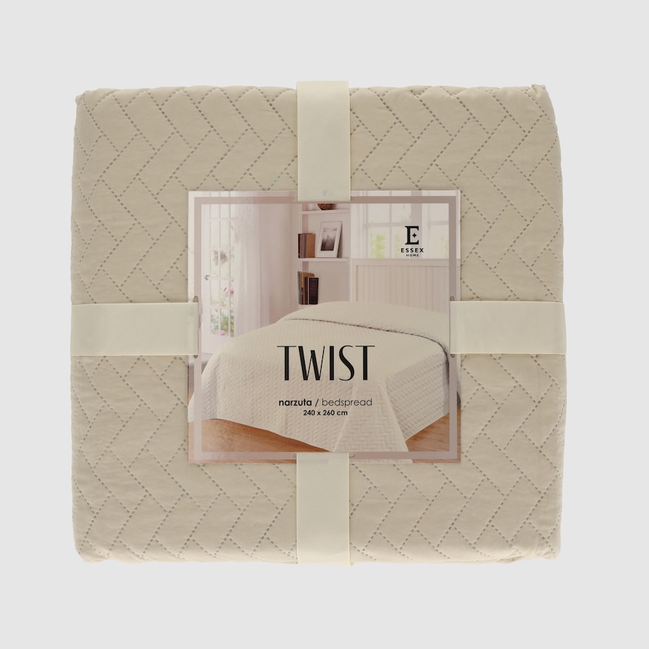Jednokolorowa narzuta na łóżko z wytłoczonym wzorem Twist 240x260 cm