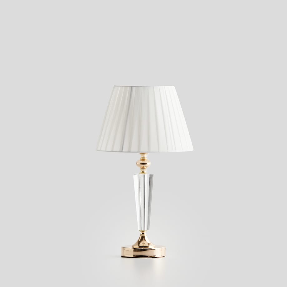 elegancka lampa stołowa z kryształową podstawą towerso