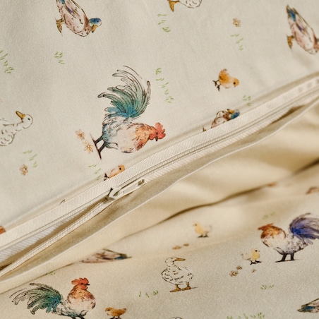 Pościel z bawełny satynowej Alti 200x220 cm z motywem kurczaka