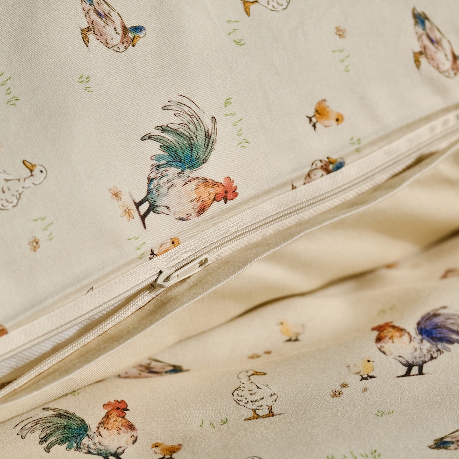 Pościel z bawełny satynowej Alti 200x220 cm z motywem kurczaka
